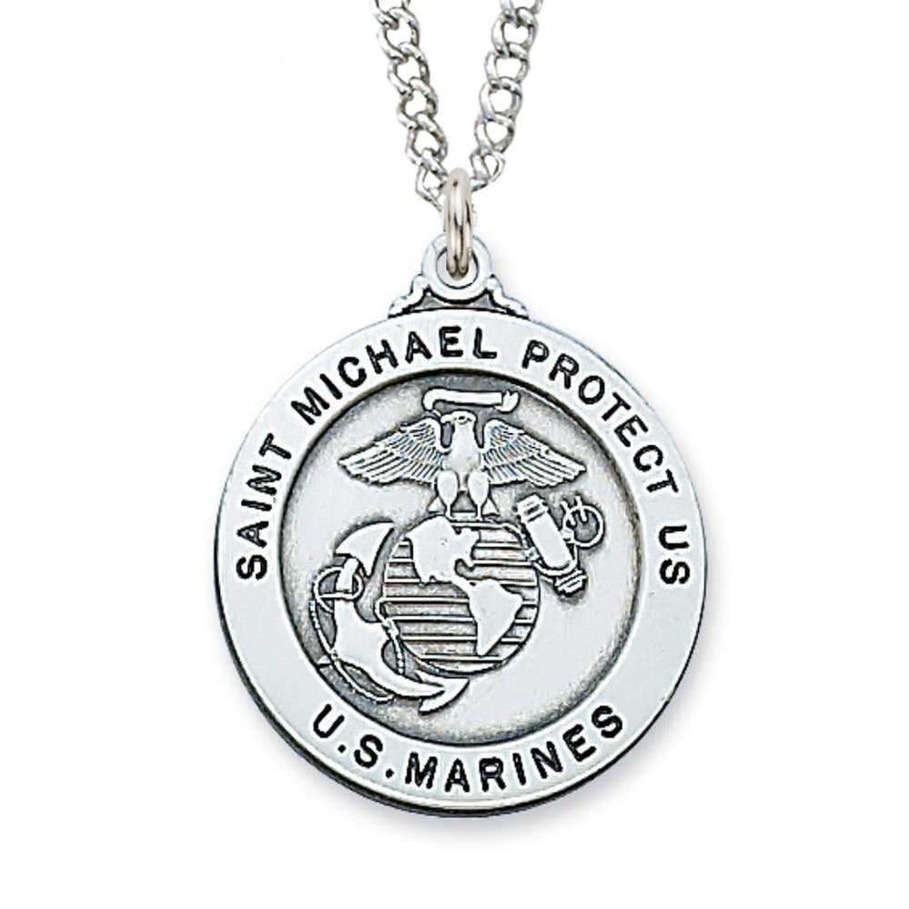 Sterling Silver St. Michael Marine Pendant - 24" Chain - Saint-Mike.org