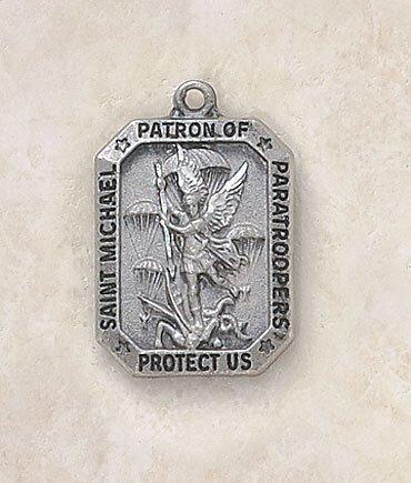 Sterling Silver St. Michael Paratrooper Pendant - 24" Chain - Saint-Mike.org