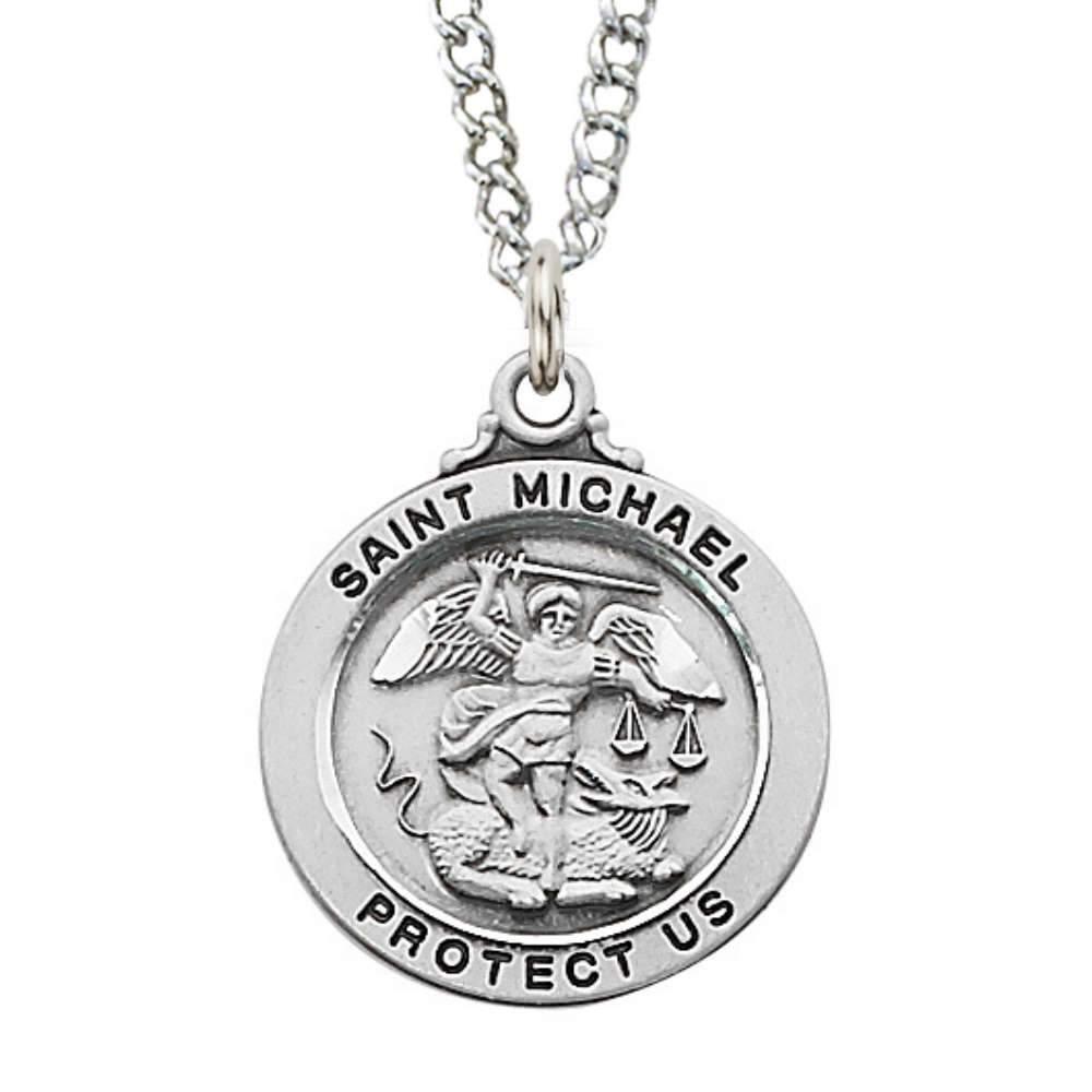Sterling Silver St. Michael Pendant - 20" Chain - Saint-Mike.org