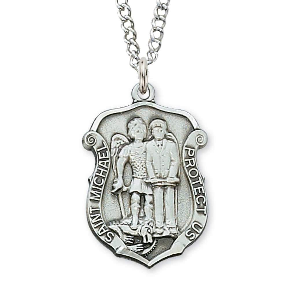 Sterling Silver St. Michael Police Pendant - 20" Chain - Saint-Mike.org