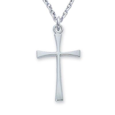 Sterling Silver Skinny Cross Chain Necklace for Women 1" Pendant - 18" Chain - Saint-Mike.org