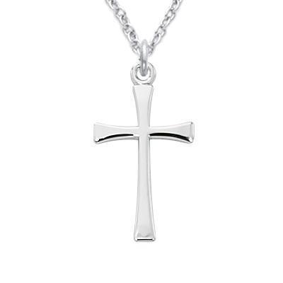 Tapered Sterling Cross Necklace for Women .6875" Pendant - 18 Chain - Saint-Mike.org