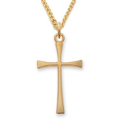 Tapered Women's Gold Cross Chain Necklace .9375" Pendant - 18" Chain - Saint-Mike.org