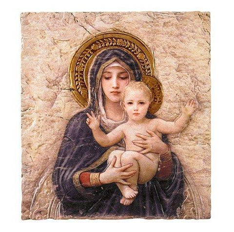 Madonna & Child Icon Plaque (Santa Maria Collection) - 10" H - Saint-Mike.org