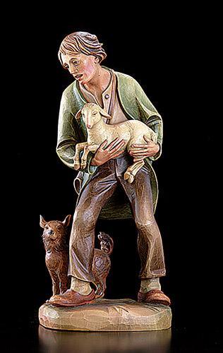 Shepherd With Lamb & Dog Statue (Val Gardena Collection) - 28" H - Saint-Mike.org