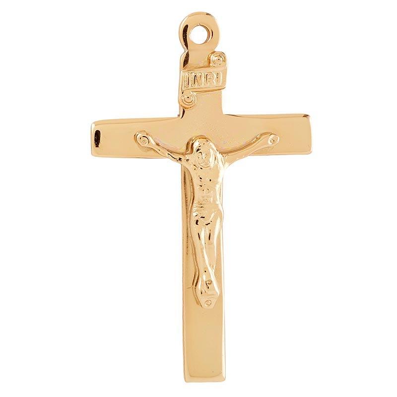 Gold Over Sterling Silver Crucifix INRI Necklace - 24" Chain - Saint-Mike.org