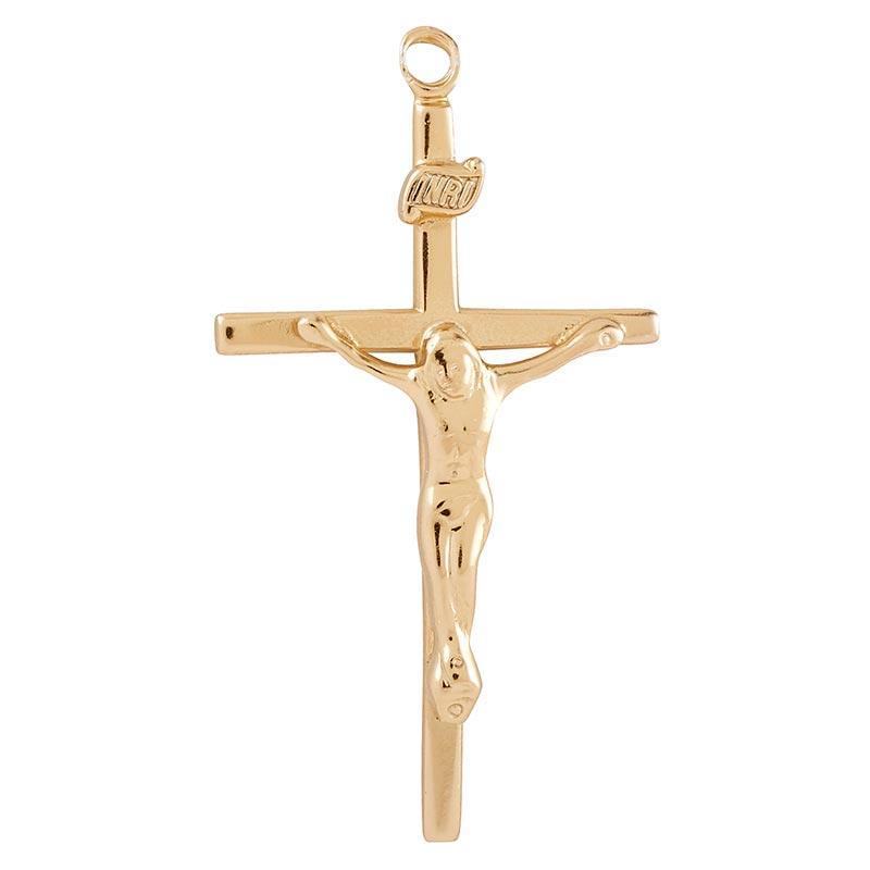 Gold Over Sterling Silver Crucifix Necklace - 18" Chain - Saint-Mike.org