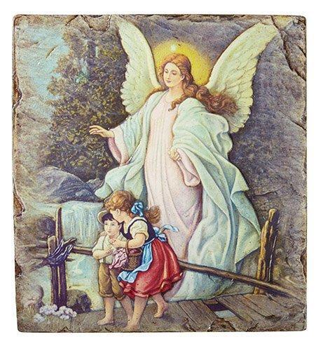 Guardian Angel Tile Plaque - 8.5" H - Saint-Mike.org