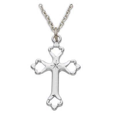 Women's Sterling Open Tip Cross Pendant Necklace - 18" Chain - Saint-Mike.org
