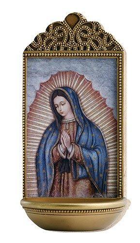 Our Lady of Guadalupe Holy Water Font (Blessed Tresures Collection) - 6" H - Saint-Mike.org