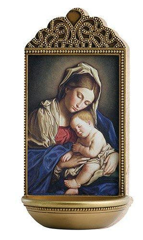Madonna and Child Holy Water Font (Blessed Tresures Collection) - 6" H - Saint-Mike.org