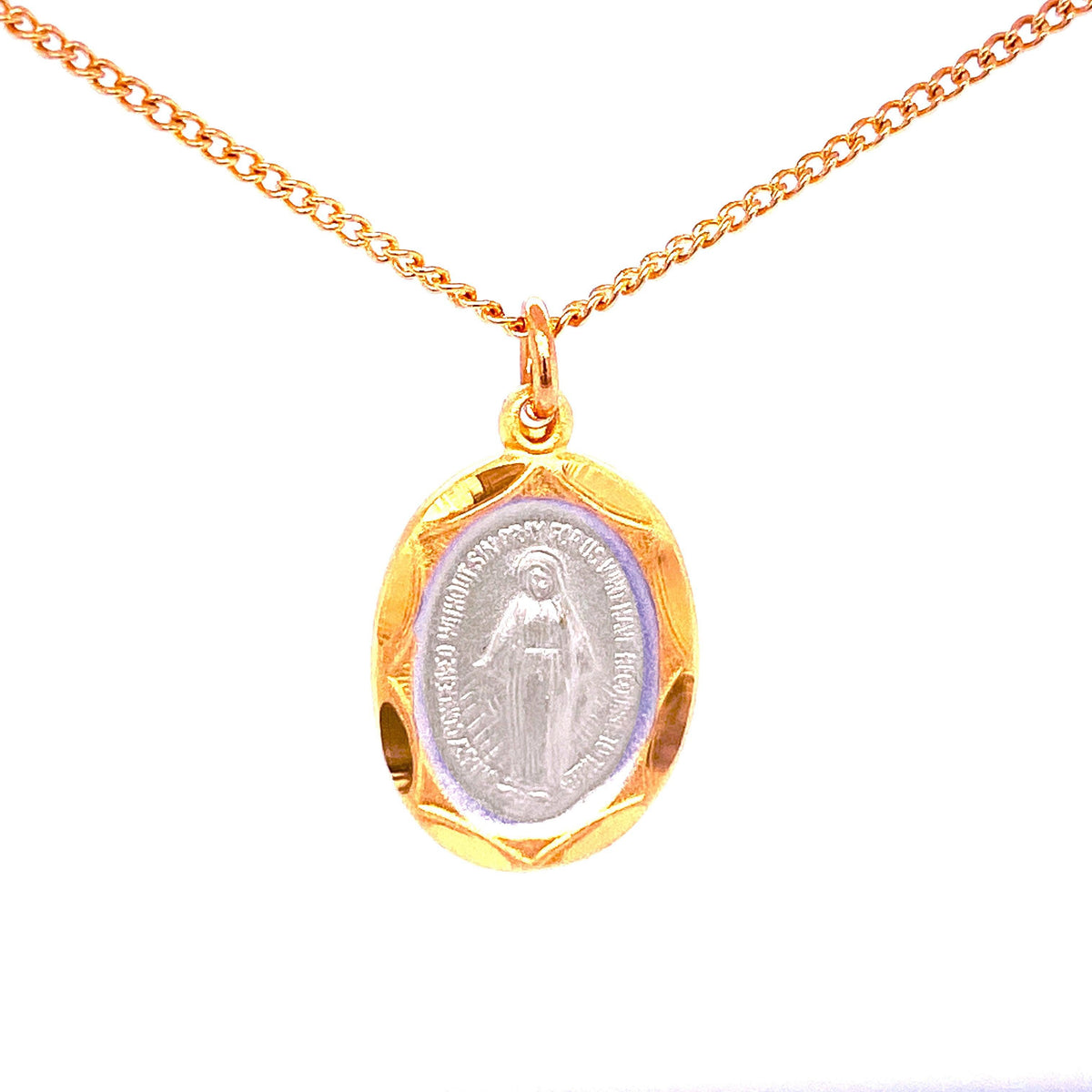 Gold and Sterling Silver .75" Miraculous Medal - 18" Chain - Saint-Mike.org